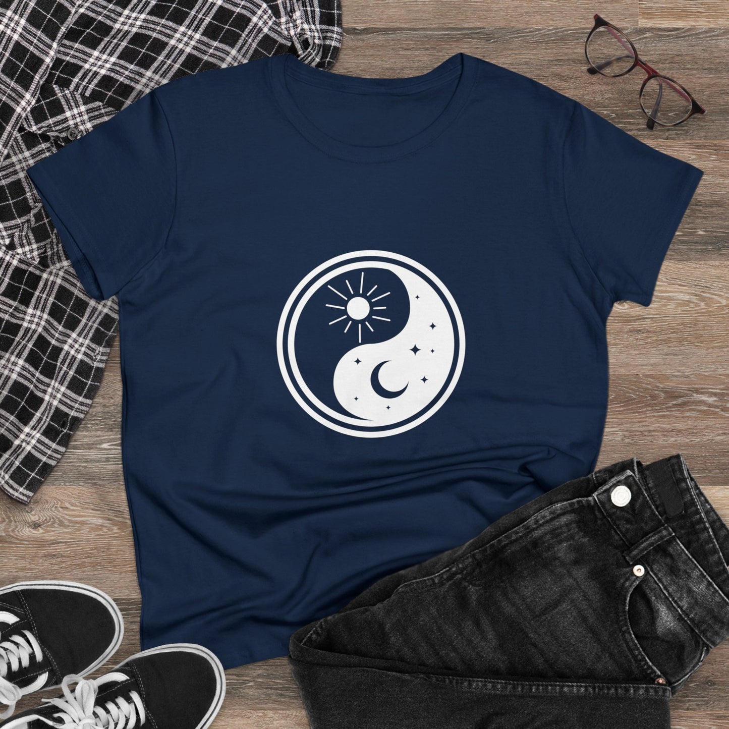 Symbol, Ying Yang, Sun and Moon - Adult, Semi-fitted, T-shirt