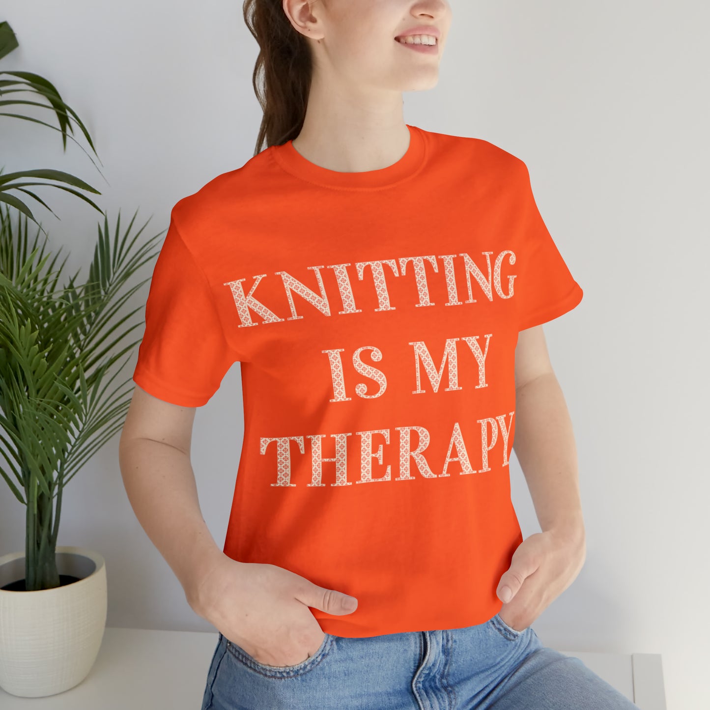 Knitting Is My Therapy- Adult, Regular Fit, Soft Cotton T-shirt