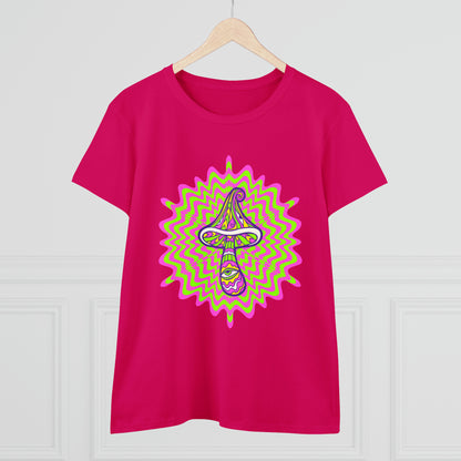 Colorful, Retro Mushrooms- Adult, Semi-fitted, Smaller Size Image, T-shirt