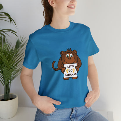 Monkey, Let's Go Bananas, Animals- Adult, Regular Fit, Soft Cotton, T-shirt