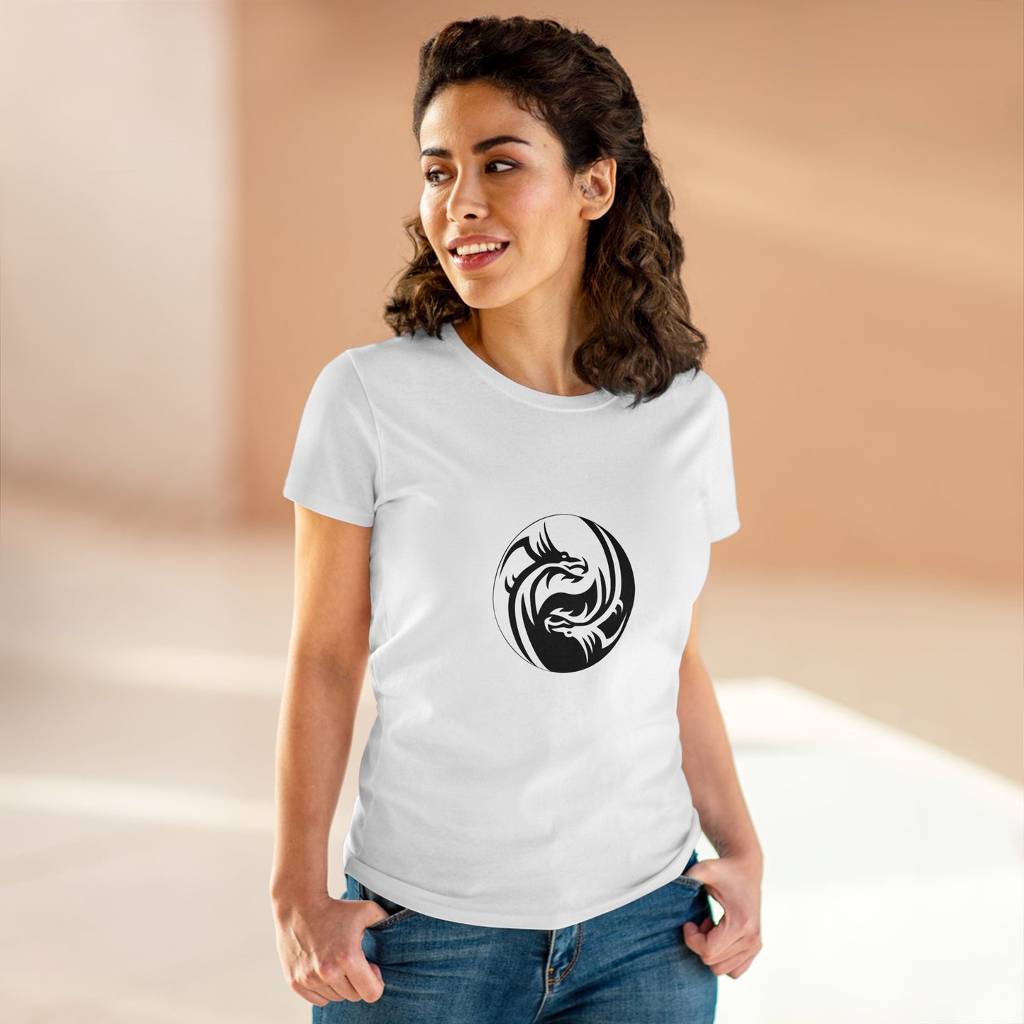 Symbol, Ying Yang, Dragon- Adult, Semi-fitted, Smaller Size Image, T-shirt