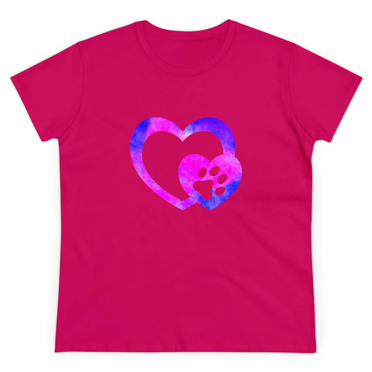 Art, Colorful, Love, Dog Paw- Adult, Semi-fitted, T-shirt