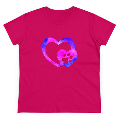 Art, Colorful, Love, Dog Paw- Adult, Semi-fitted, T-shirt