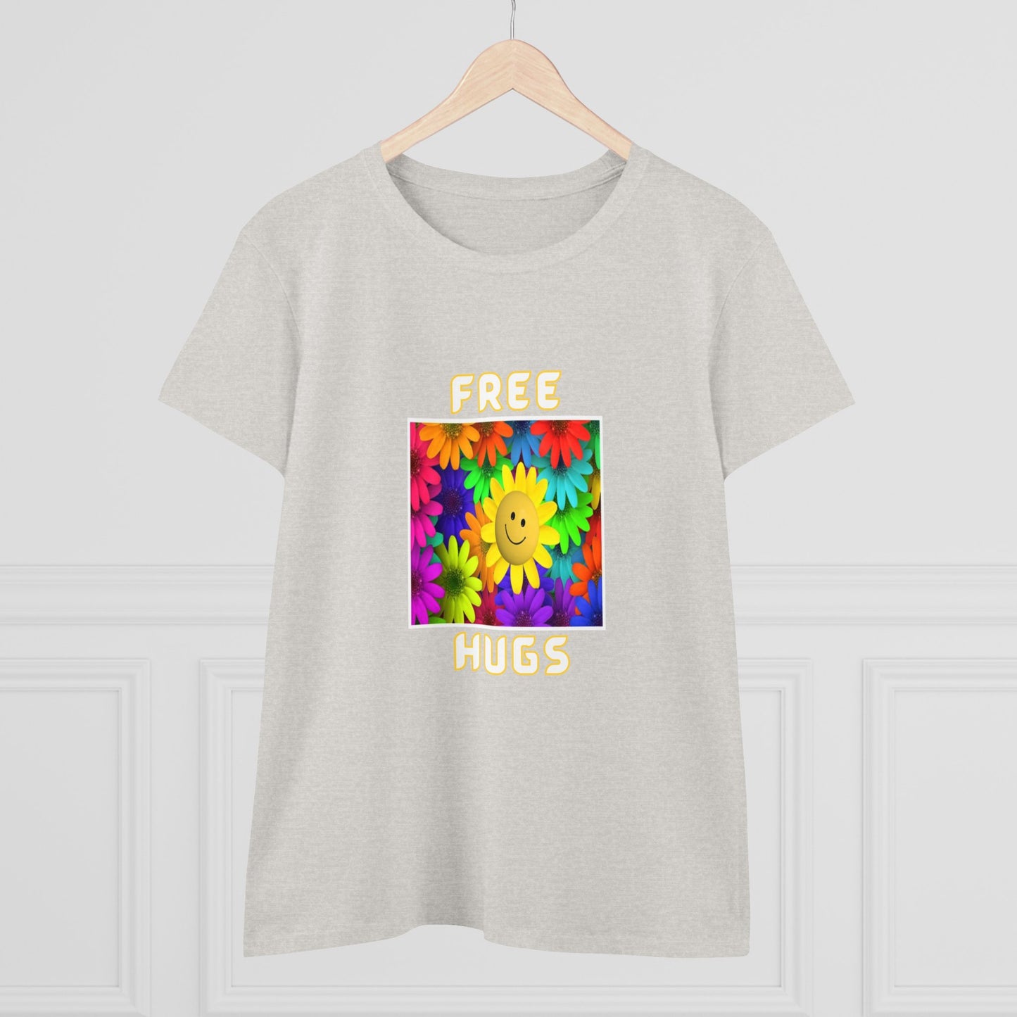Positive, Art, Colorful, Nature, Flowers, Free Hugs- Adult, Semi-fitted, T-shirt