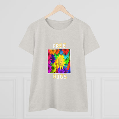 Positive, Art, Colorful, Nature, Flowers, Free Hugs- Adult, Semi-fitted, T-shirt