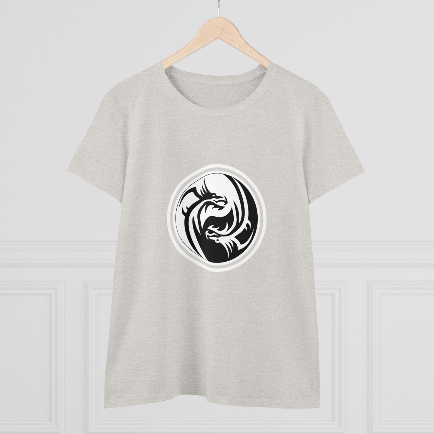 Symbol, Ying Yang, Dragon- Adult, Semi-fitted, Smaller Size Image, T-shirt