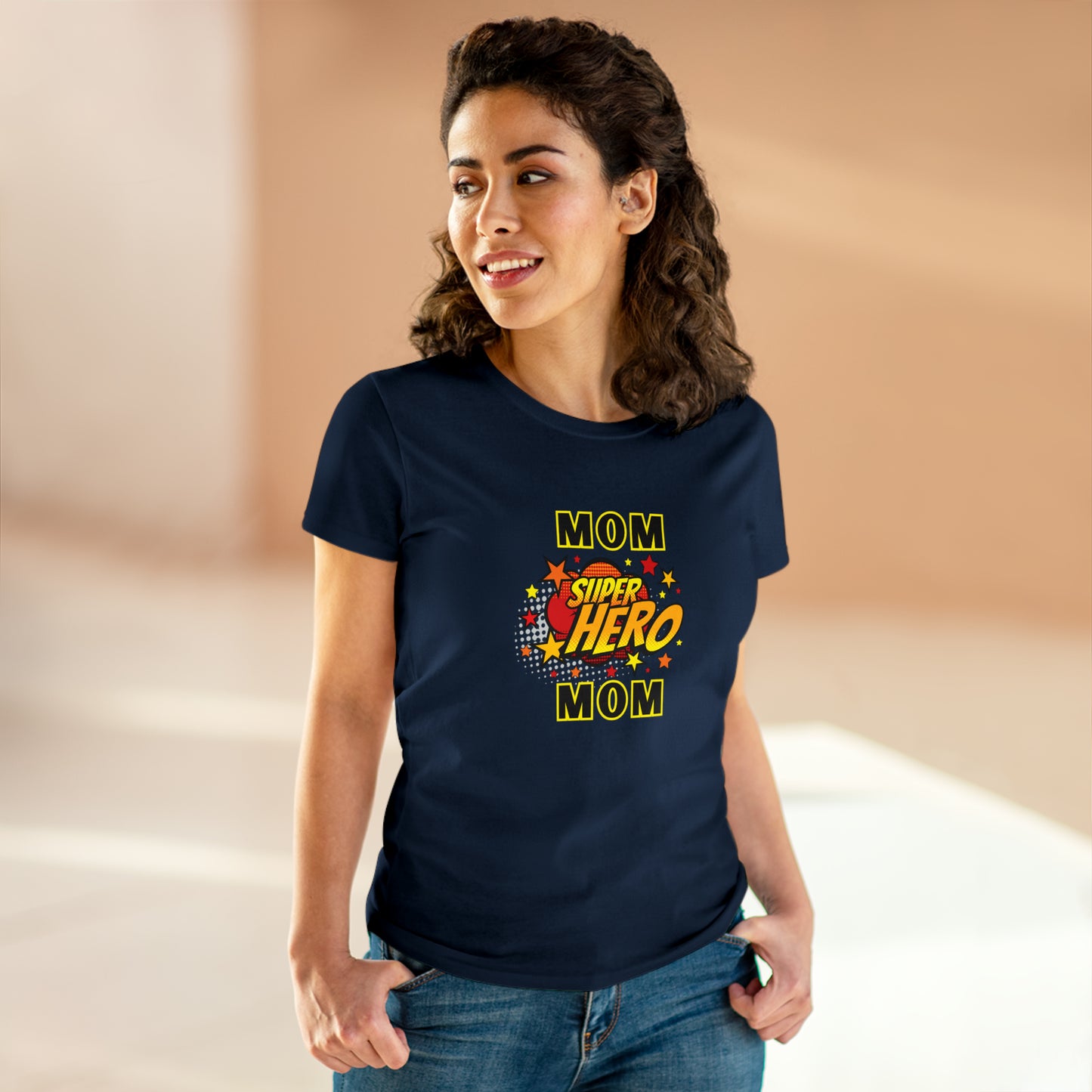 Family, Mom, Superhero, Positive- Adult, Semi-fitted, T-shirt