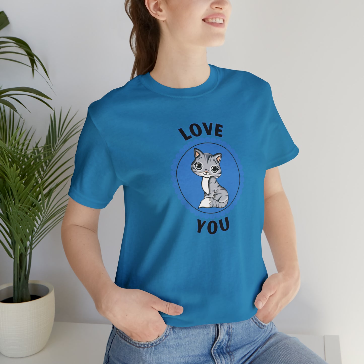 Cat, Love You, Animals- Adult, Regular Fit, Soft Cotton, T-shirt