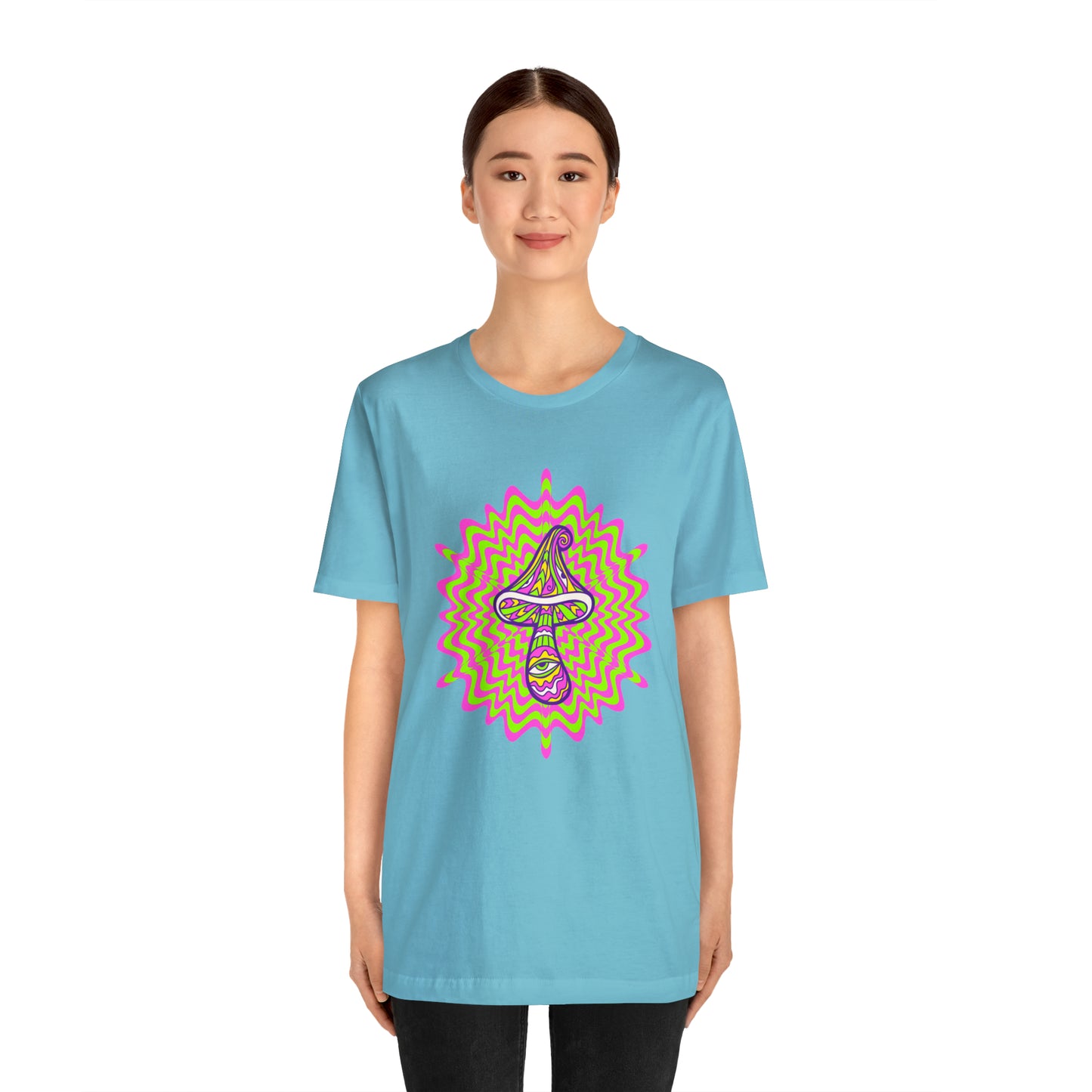 Colorful, Retro Mushrooms T-shirt- Adult, Regular Fit, Soft Cotton, T-shirt