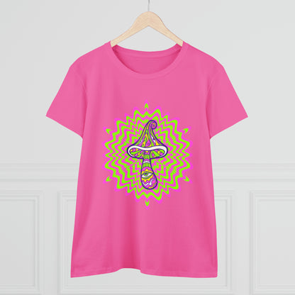 Colorful, Retro Mushrooms- Adult, Semi-fitted, Smaller Size Image, T-shirt