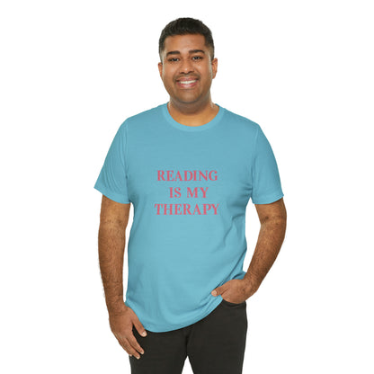 Hobby, Reading Is My Therapy, Words, Books- Adult, Regular Fit, Soft Cotton, Smaller Size Image T-Shirt