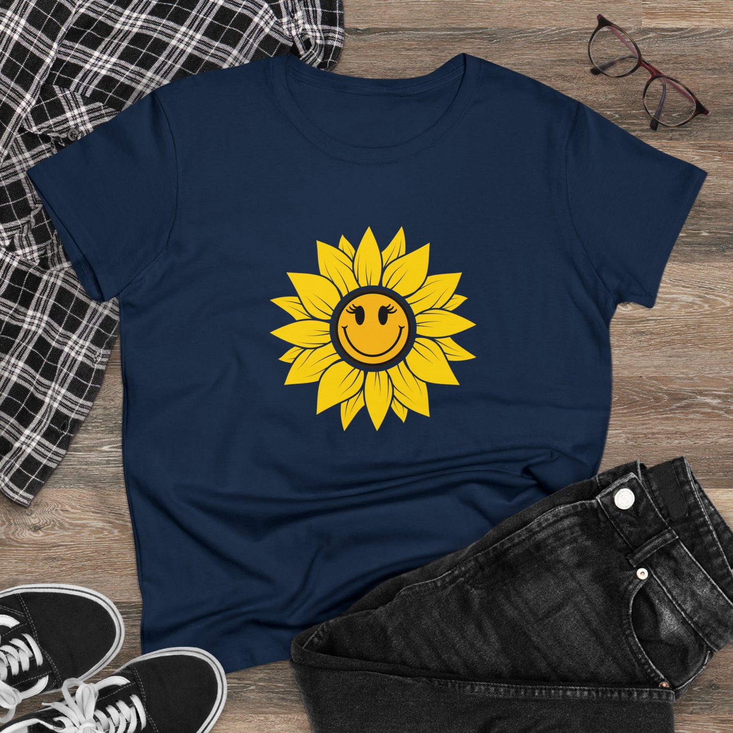 Positive, Sunflower, Nature, Gardens, Flowers, Garden- Adult, Semi-fitted, Half Caffeinated (Smaller Size Image), T-shirt