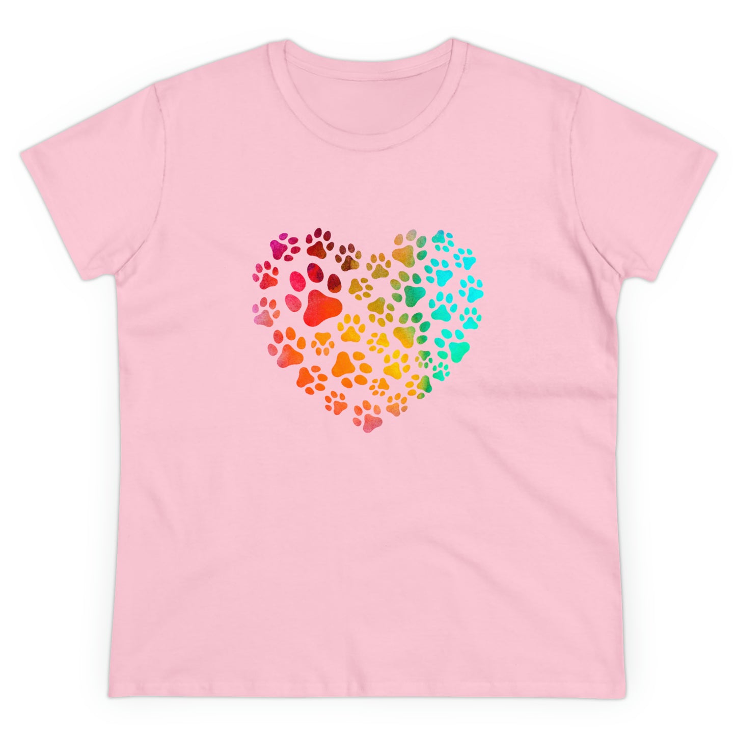 Art, Colorful, Love, Dog Paw- Adult, Semi-fitted, T-shirt