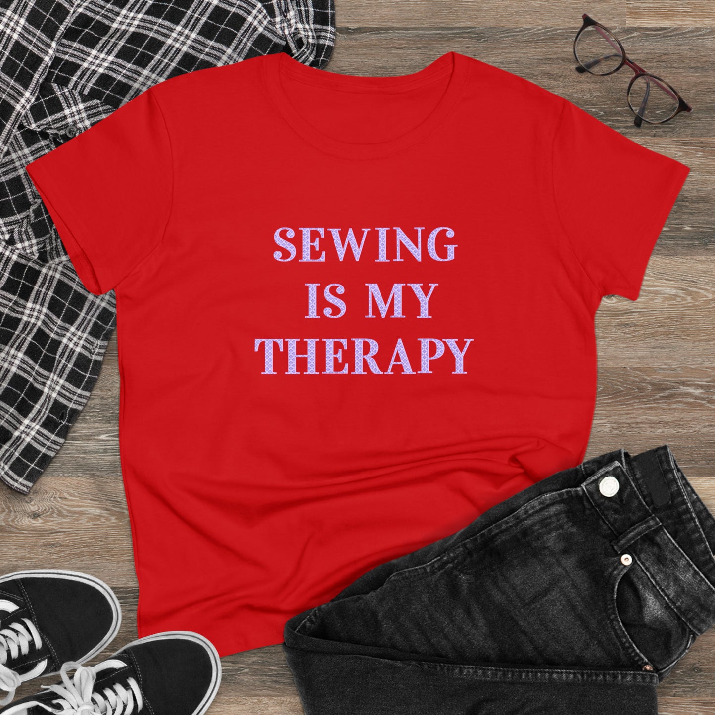 Sewing Is My Therapy- Adult, Semi-fitted T-shirt