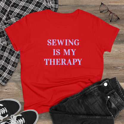 Sewing Is My Therapy- Adult, Semi-fitted T-shirt