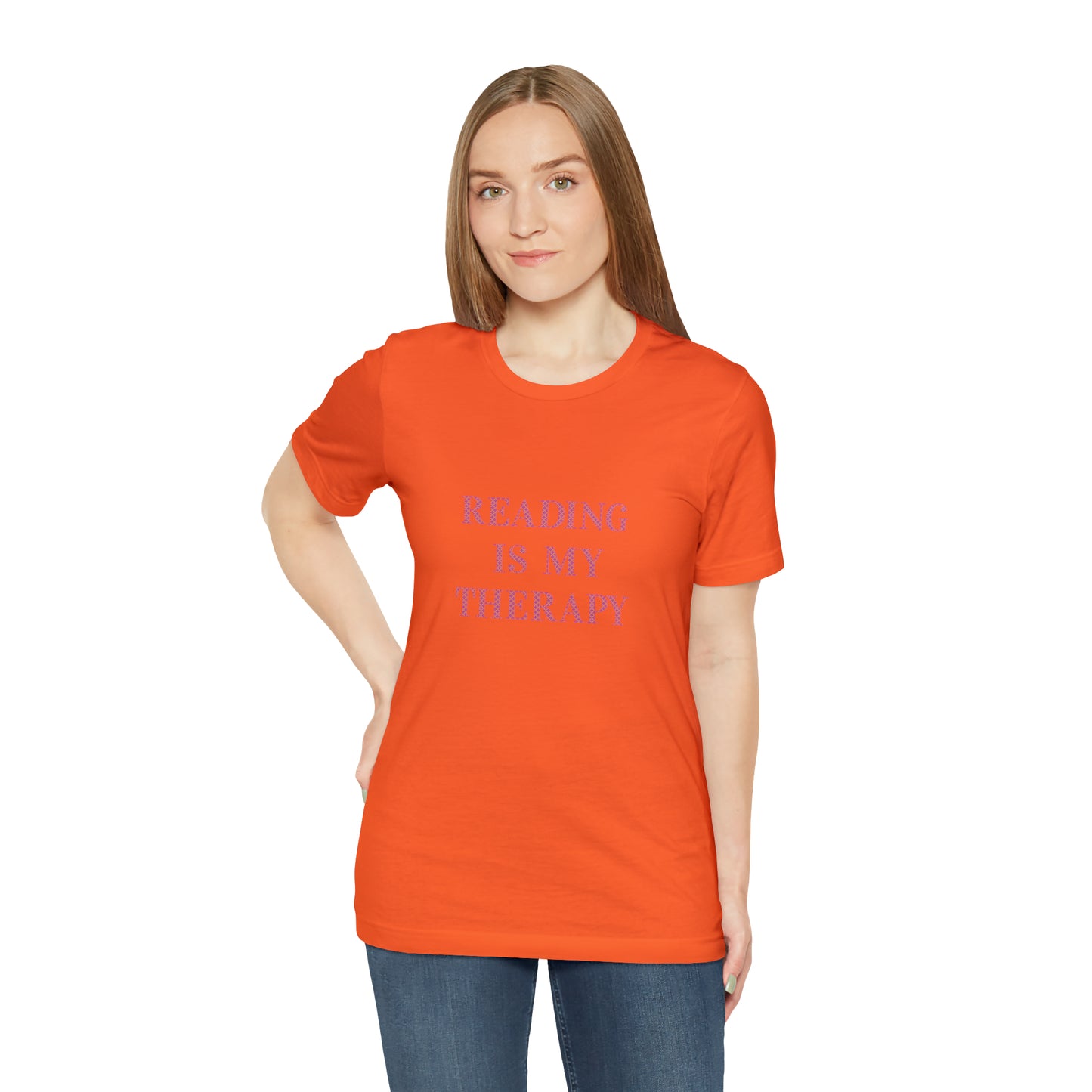 Hobby, Reading Is My Therapy, Words, Books- Adult, Regular Fit, Soft Cotton, Smaller Size Image T-Shirt