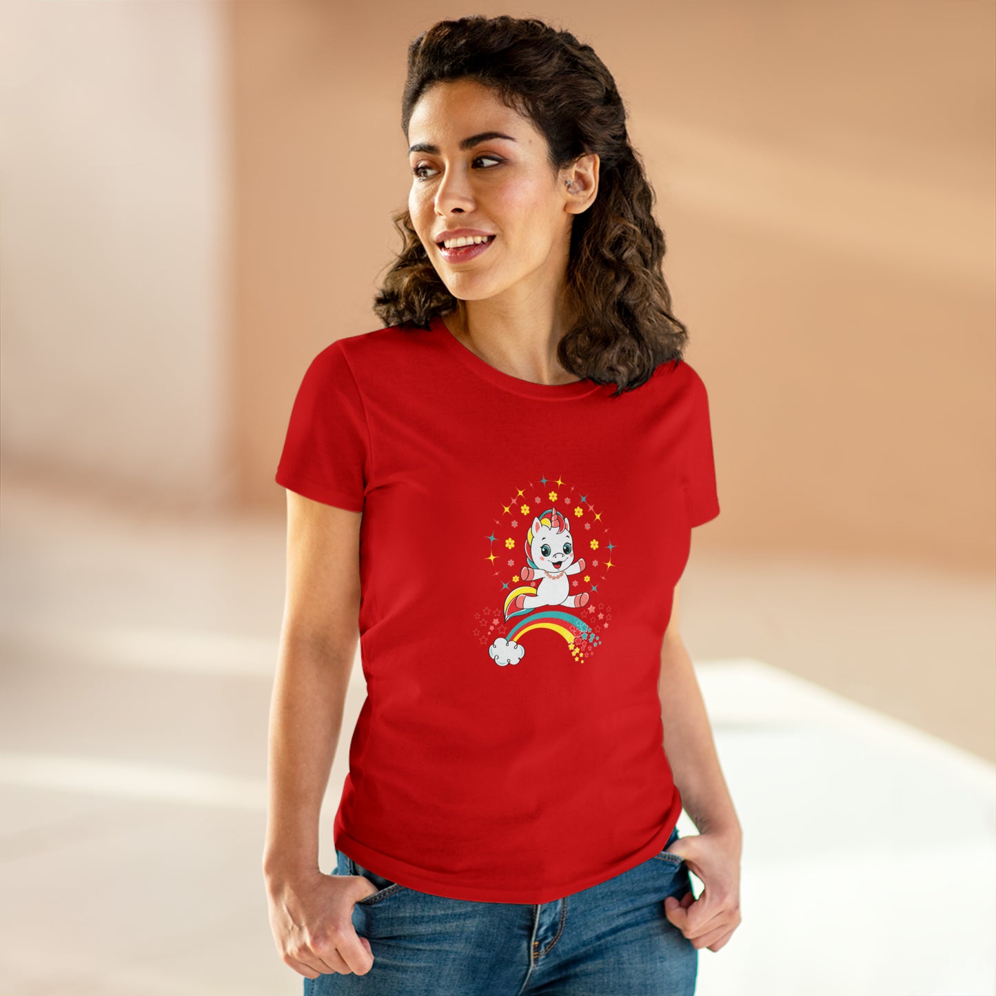 Fantasy, Unicorn, Positive, Things, Rainbow- Adult, Semi-fitted T-shirt