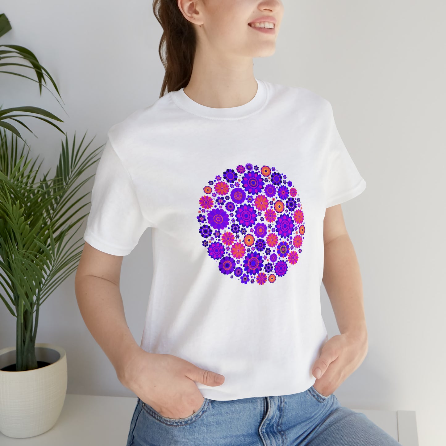 Colorful, Nature, Flowers- Adult, Regular Fit, Soft Cotton,  T-shirt