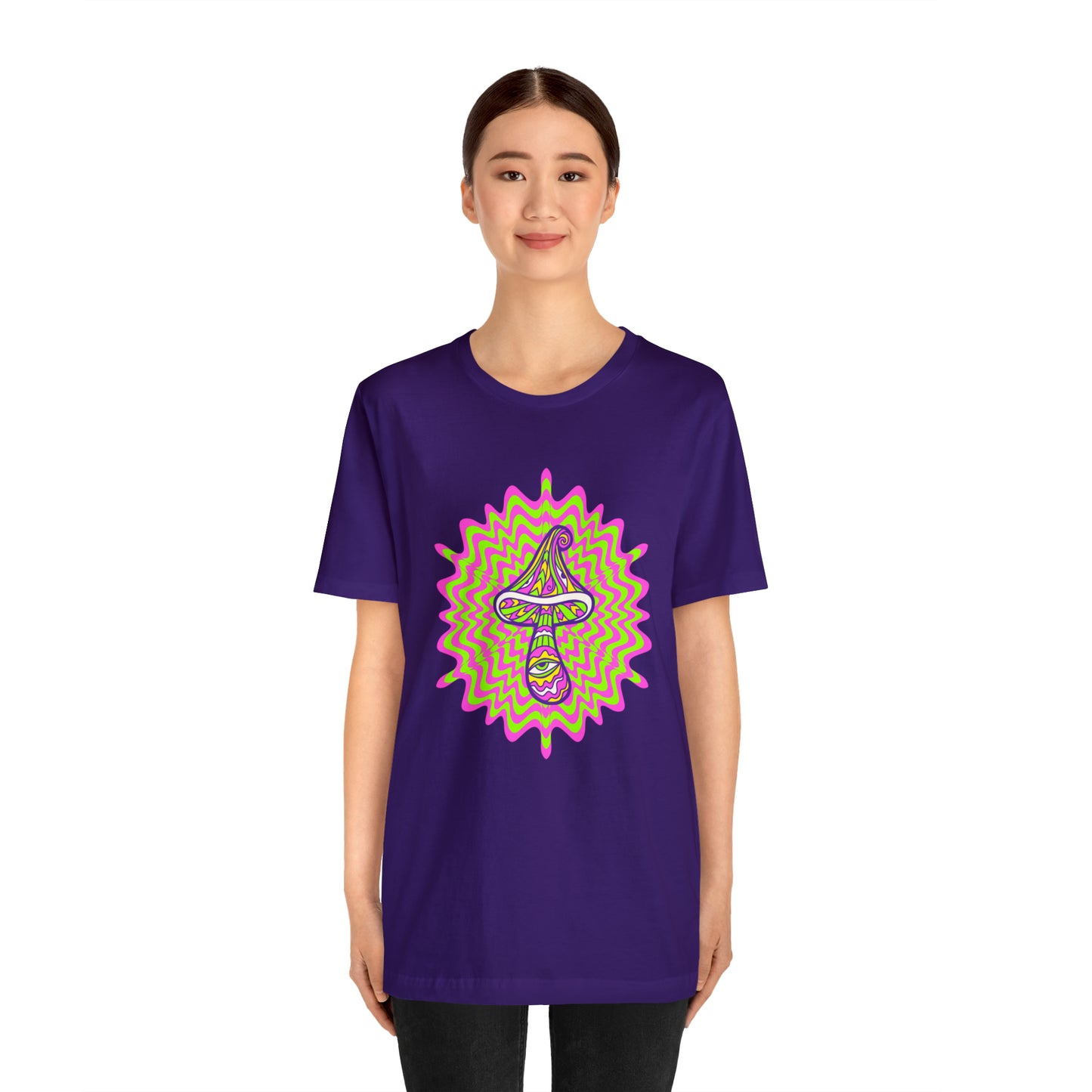 Colorful, Retro Mushrooms T-shirt- Adult, Regular Fit, Soft Cotton, T-shirt