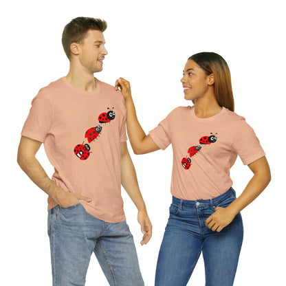 Ladybug Crossing Bug, Flowers, Plants- Adult, Regular Fit, Soft Cotton, T-shirt