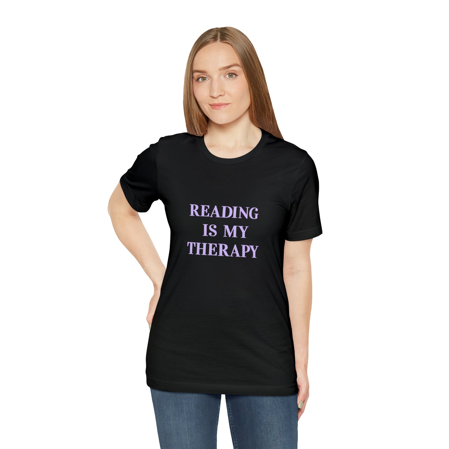 Hobby, Reading Is My Therapy, Books- Adult, Regular Fit, Soft Cotton, Smaller Size Image T-Shirt