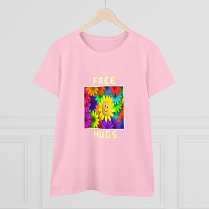 Positive, Art, Colorful, Nature, Flowers, Free Hugs- Adult, Semi-fitted, T-shirt