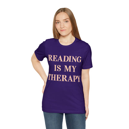 Reading Is My Therapy- Adult, Regular Fit, Soft Cotton, Full Size Image T-Shirt