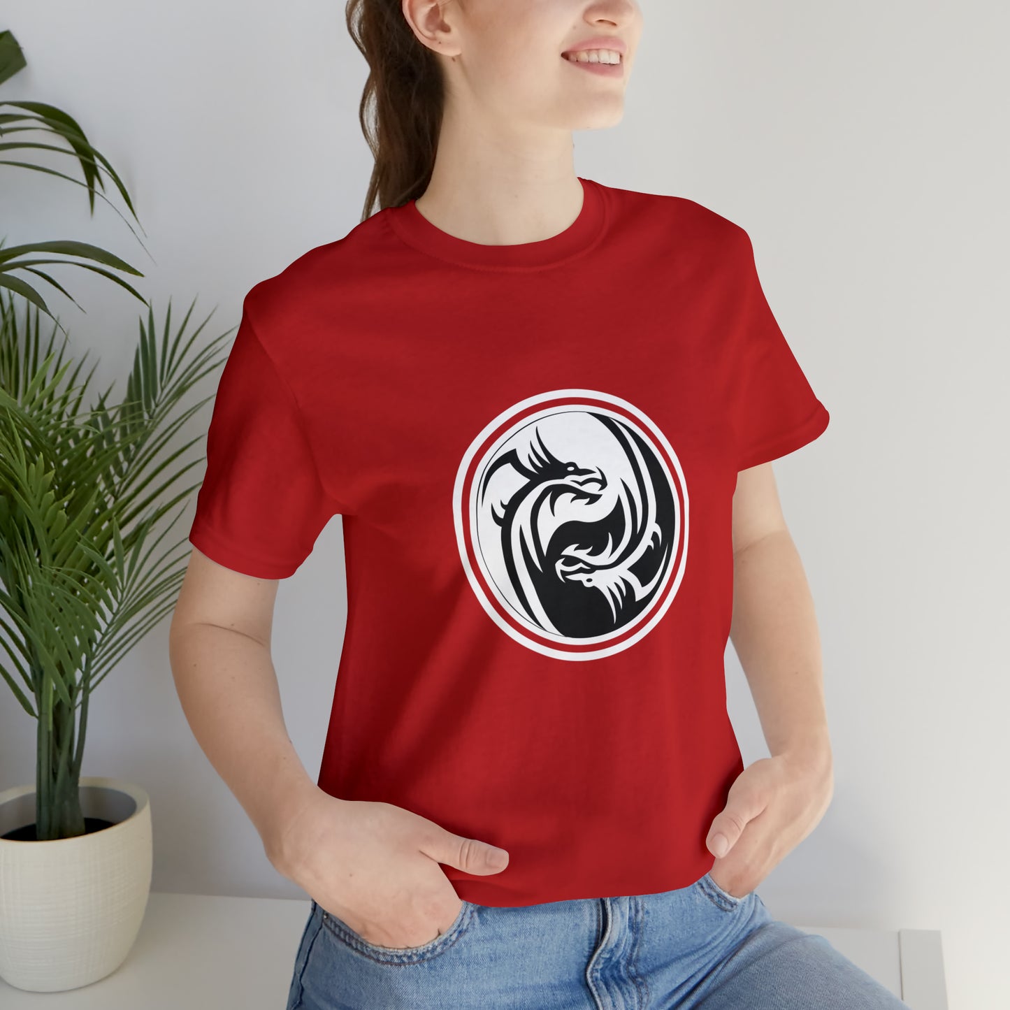 Symbol, Dragon, Ying Yang- Adult, Regular Fit, Soft Cotton, Smaller Size Image, T-shirt