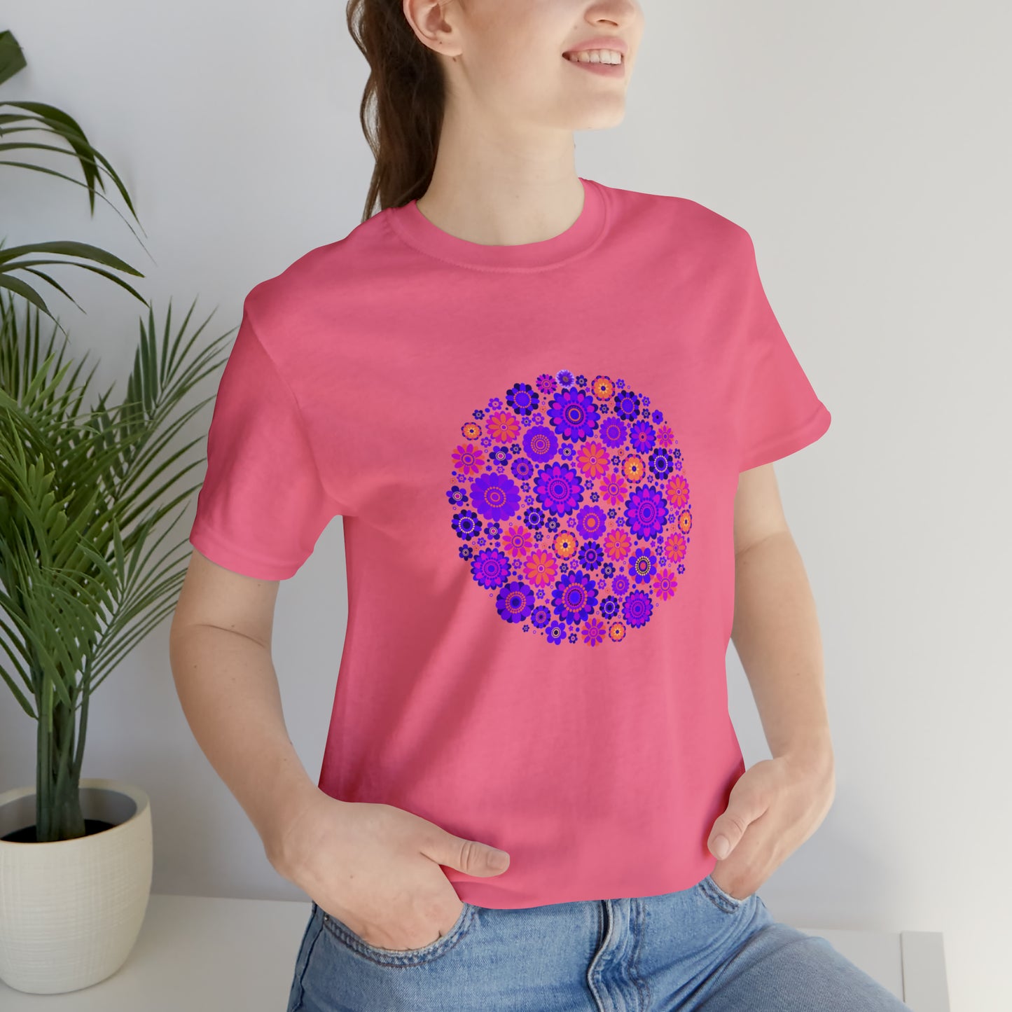 Colorful, Nature, Flowers- Adult, Regular Fit, Soft Cotton,  T-shirt