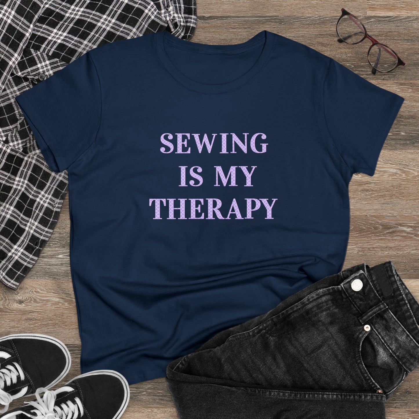 Sewing Is My Therapy- Adult, Semi-fitted T-shirt