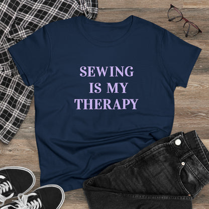 Sewing Is My Therapy- Adult, Semi-fitted T-shirt