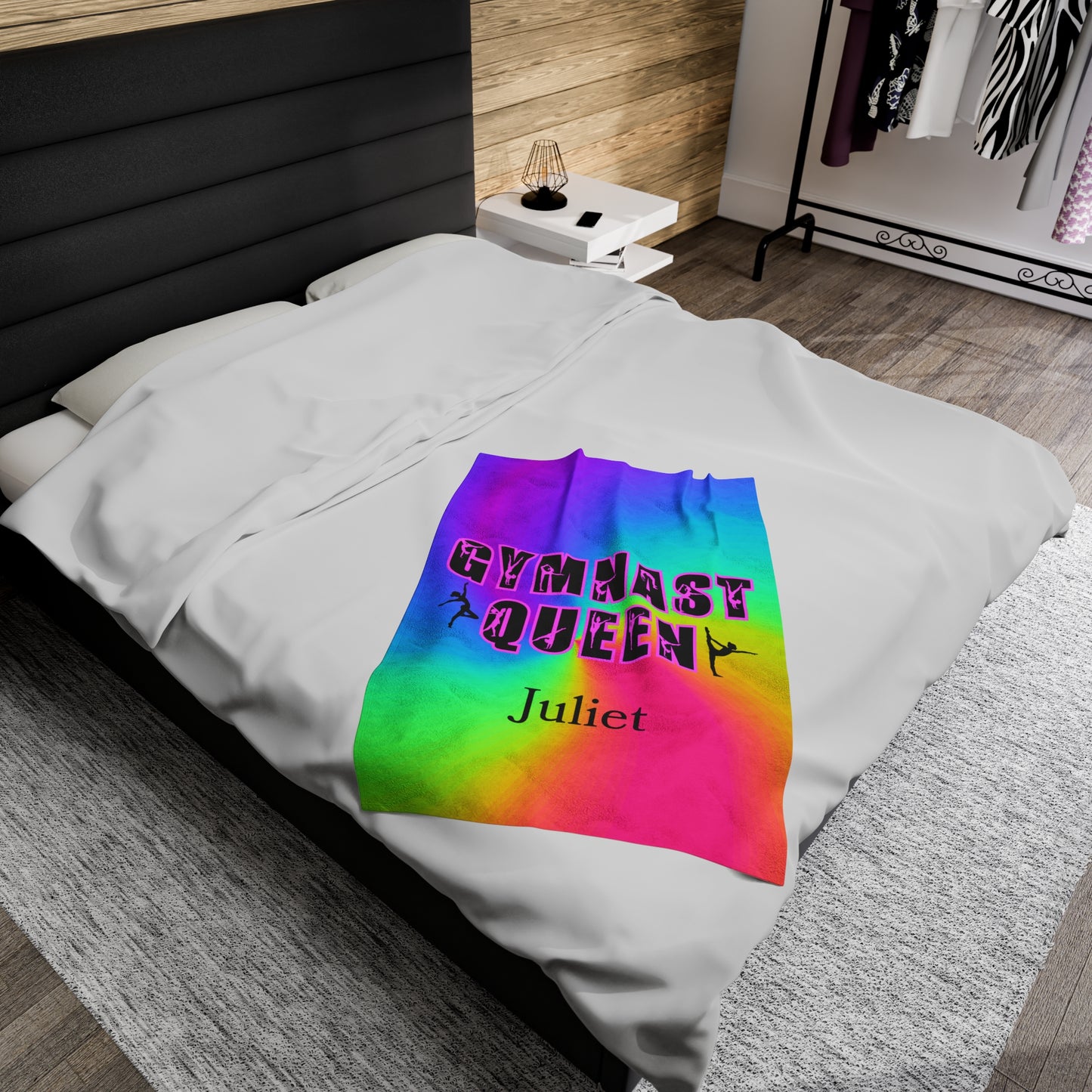 Gymnast Blanket, Velveteen Plush Blanket, Gymnast Queen, Personalized, Gymnastics Gift, Gift For Gymnast Mom Dad, Christmas Birthday Dancer