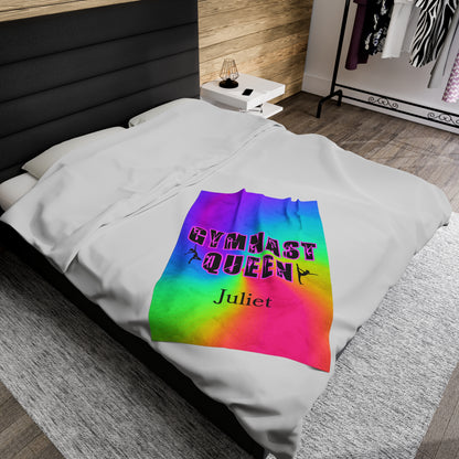 Gymnast Blanket, Velveteen Plush Blanket, Gymnast Queen, Personalized, Gymnastics Gift, Gift For Gymnast Mom Dad, Christmas Birthday Dancer