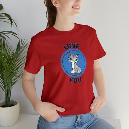 Cat, Love You, Animals- Adult, Regular Fit, Soft Cotton, T-shirt