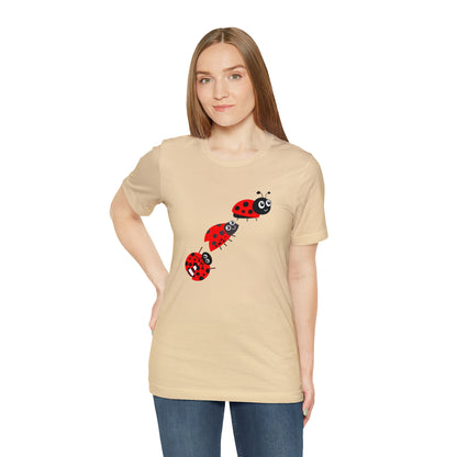 Ladybug Crossing Bug, Flowers, Plants- Adult, Regular Fit, Soft Cotton, T-shirt