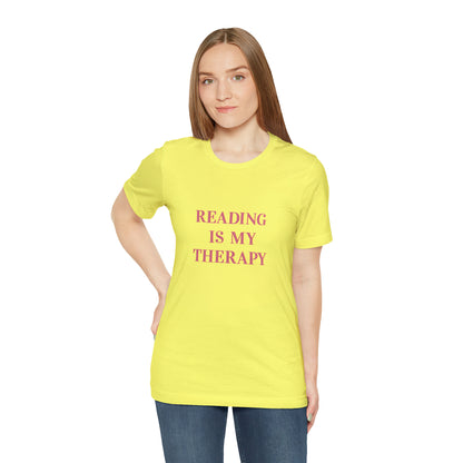 Hobby, Reading Is My Therapy, Words, Books- Adult, Regular Fit, Soft Cotton, Smaller Size Image T-Shirt
