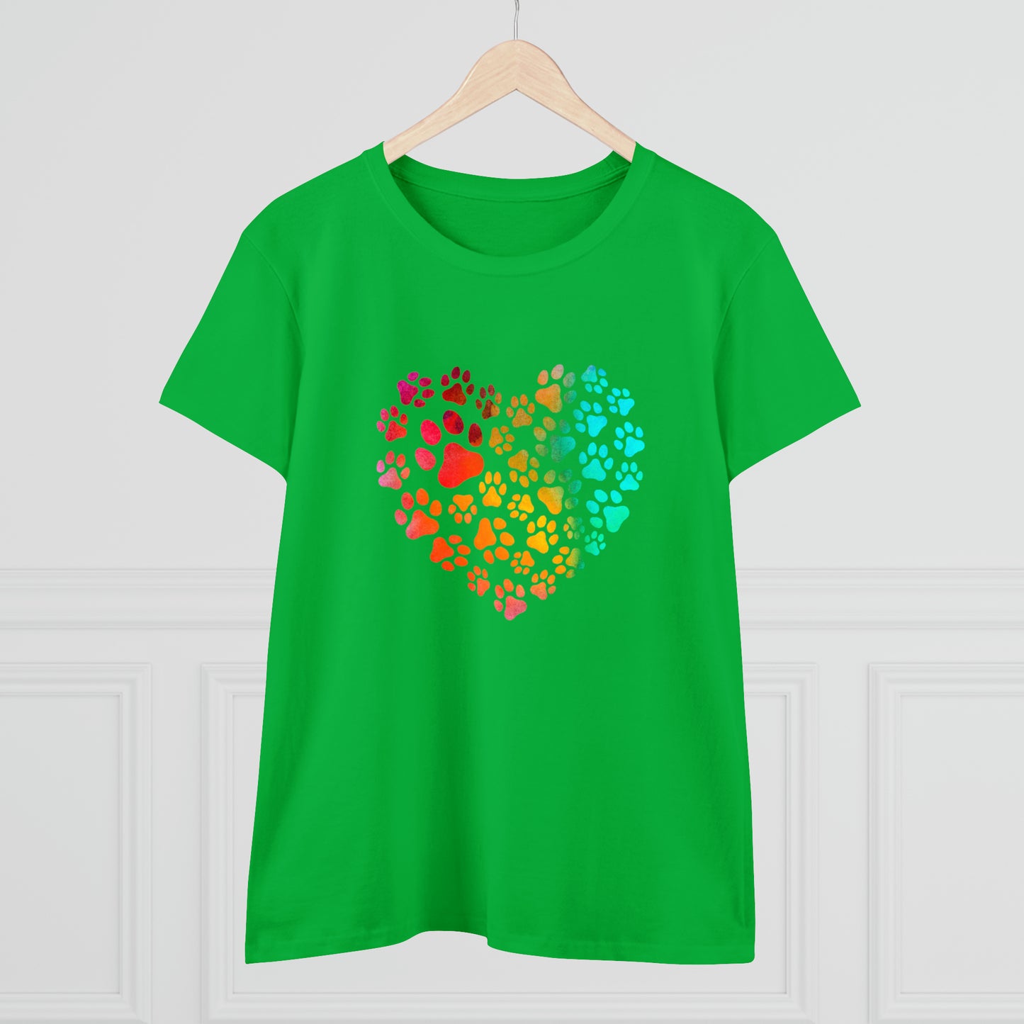 Art, Colorful, Love, Dog Paw- Adult, Semi-fitted, T-shirt