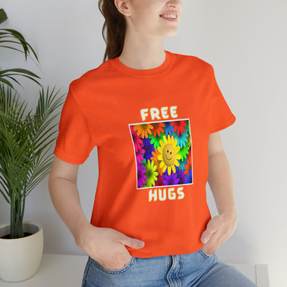 Positive, Art, Colorful, Nature, Flowers, Free Hugs- Adult, Regular Fit, Soft Cotton,  T-shirt