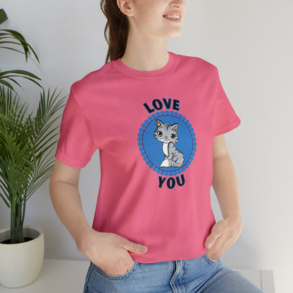 Cat, Love You, Animals- Adult, Regular Fit, Soft Cotton, T-shirt