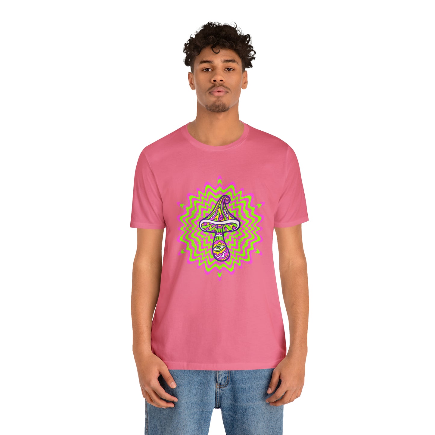 Colorful, Retro Mushrooms T-shirt- Adult, Regular Fit, Soft Cotton, T-shirt