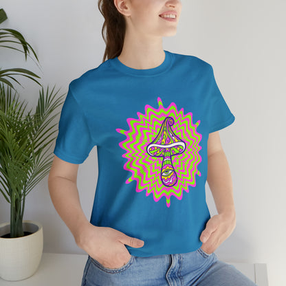 Colorful, Retro Mushrooms T-shirt- Adult, Regular Fit, Soft Cotton, T-shirt