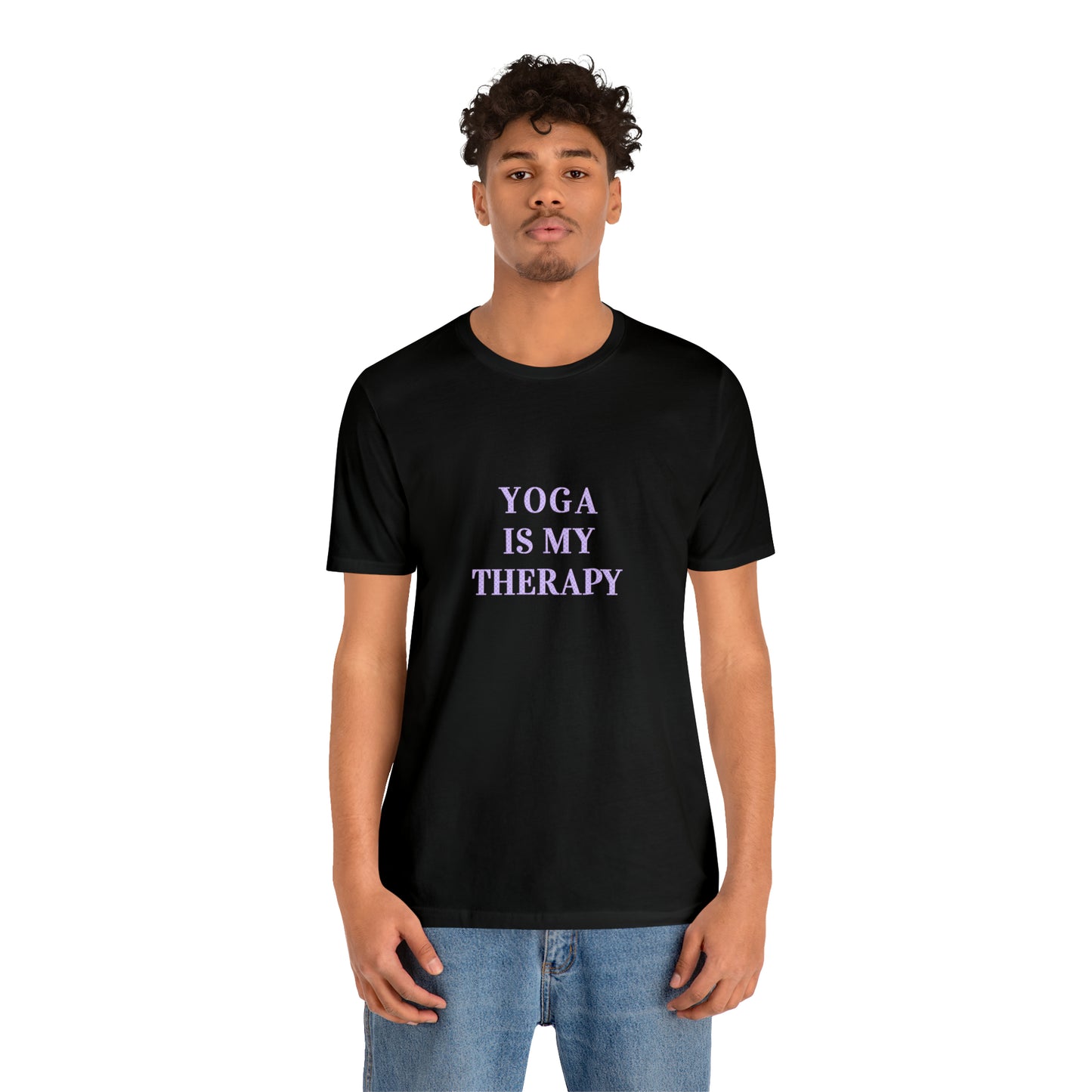 Yoga Is My Therapy- Adult, Regular Fit, Soft Cotton, Smaller Size Image, T-shirt