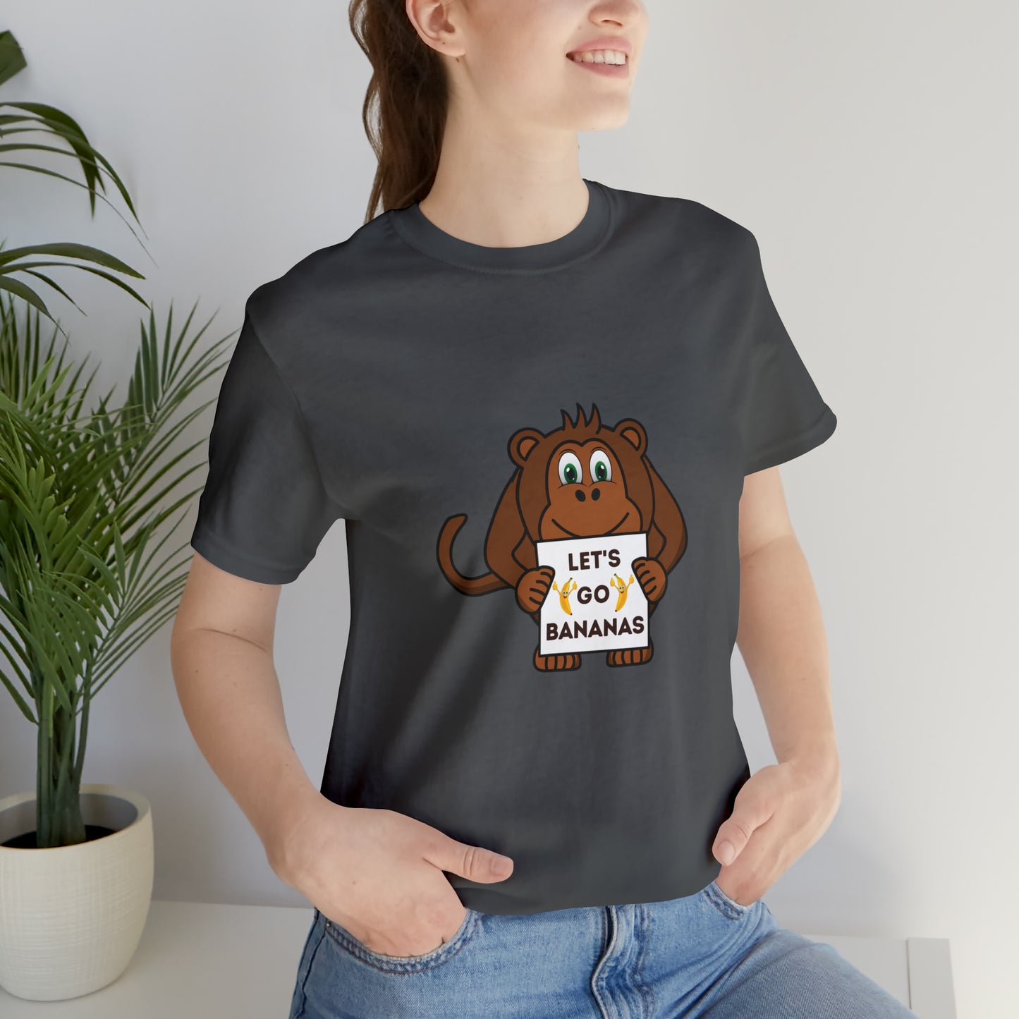 Monkey, Let's Go Bananas, Animals- Adult, Regular Fit, Soft Cotton, T-shirt