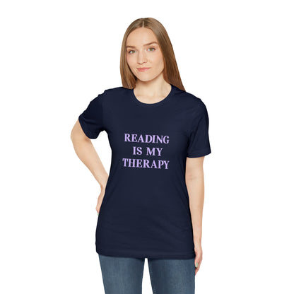 Hobby, Reading Is My Therapy, Books- Adult, Regular Fit, Soft Cotton, Smaller Size Image T-Shirt
