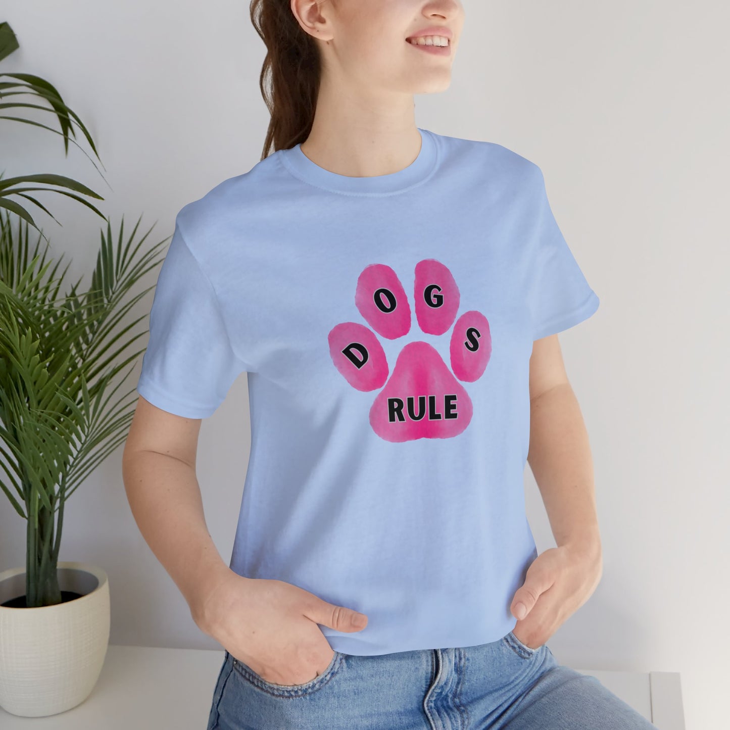 Art, Colorful, Dog Paw, Dogs Rule- Adult, Regular Fit, Soft Cotton, T-shirt