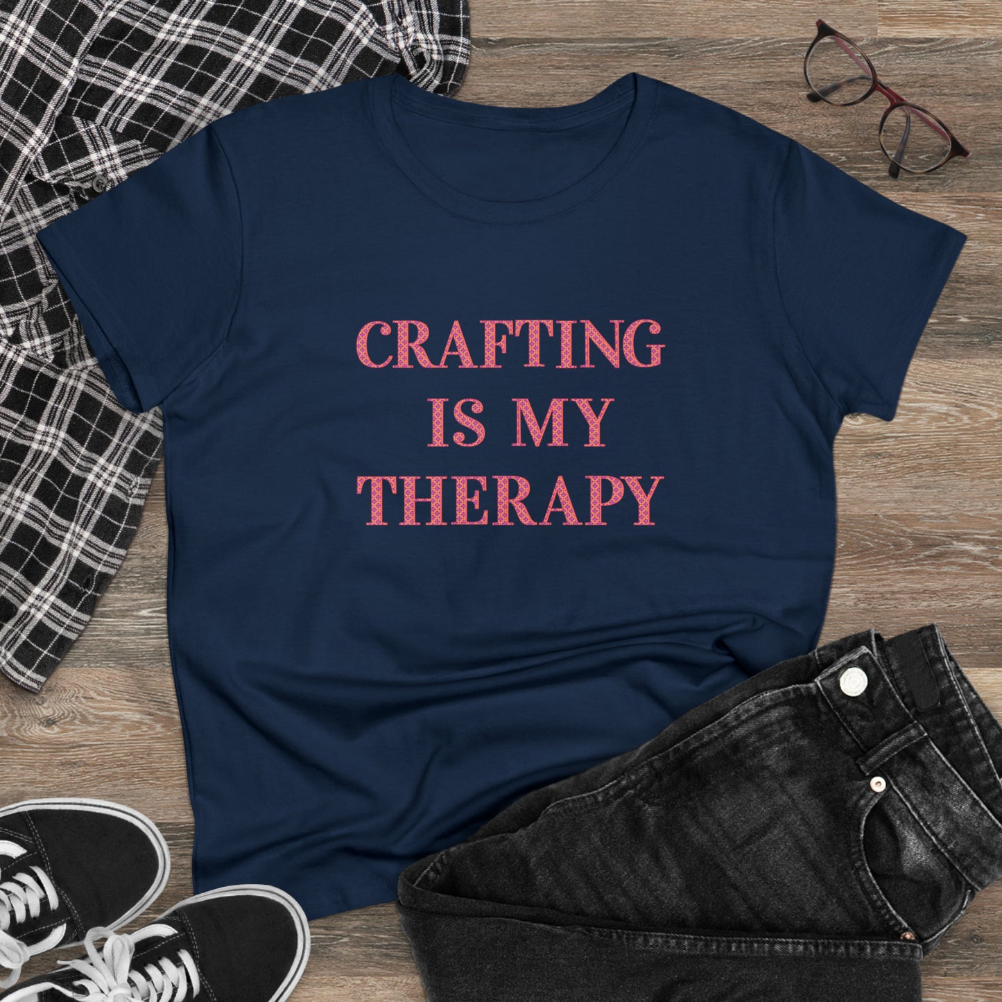 Crafting Is My Therapy- Adult, Semi-fitted, T-shirt