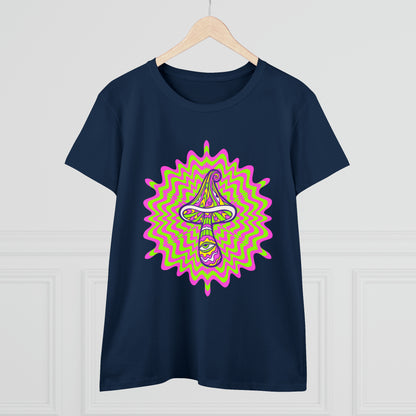 Colorful, Retro Mushrooms- Adult, Semi-fitted, Smaller Size Image, T-shirt