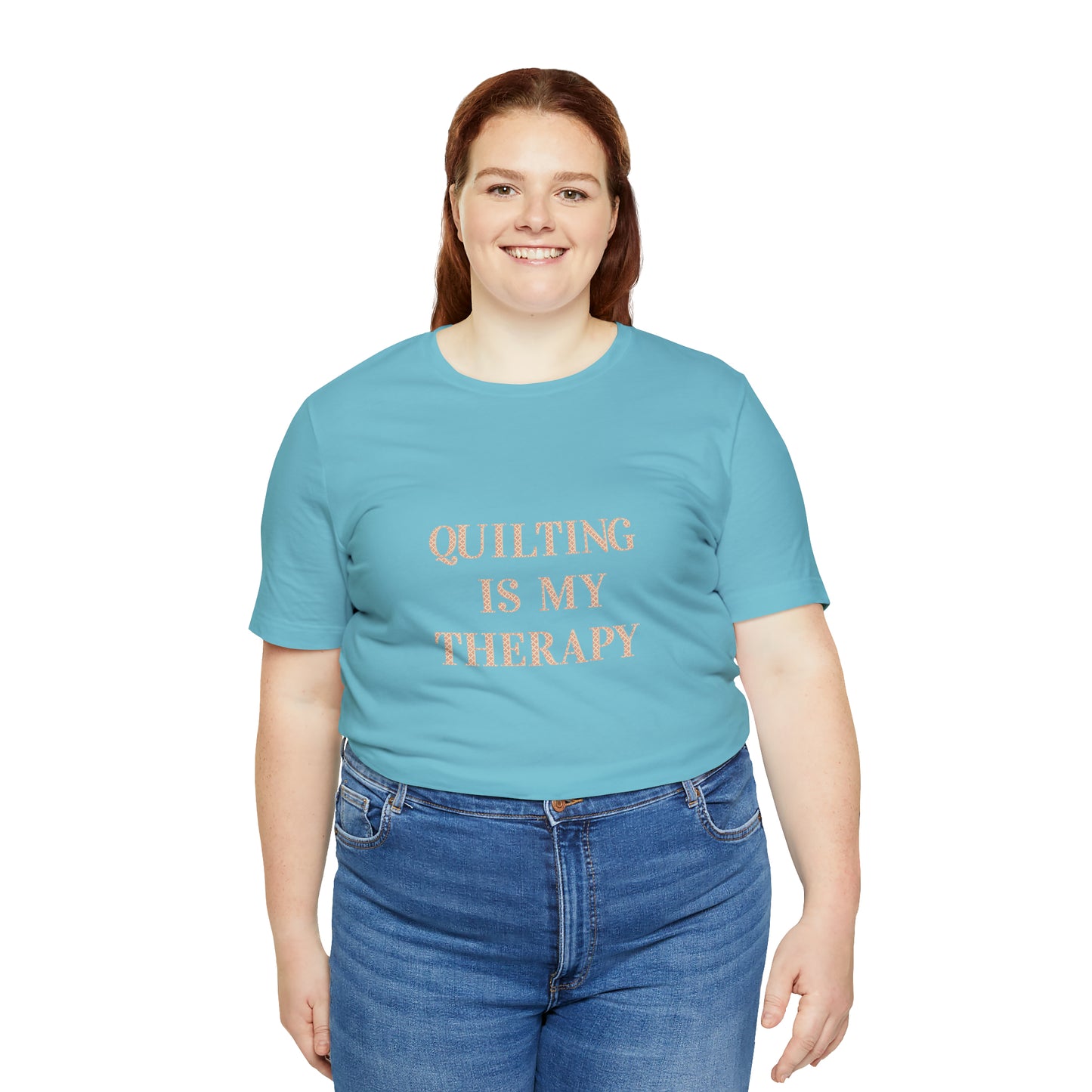 Hobby, Quilting Is My Therapy- Adult, Regular Fit, Soft Cotton, Smaller Size Image, T-shirt