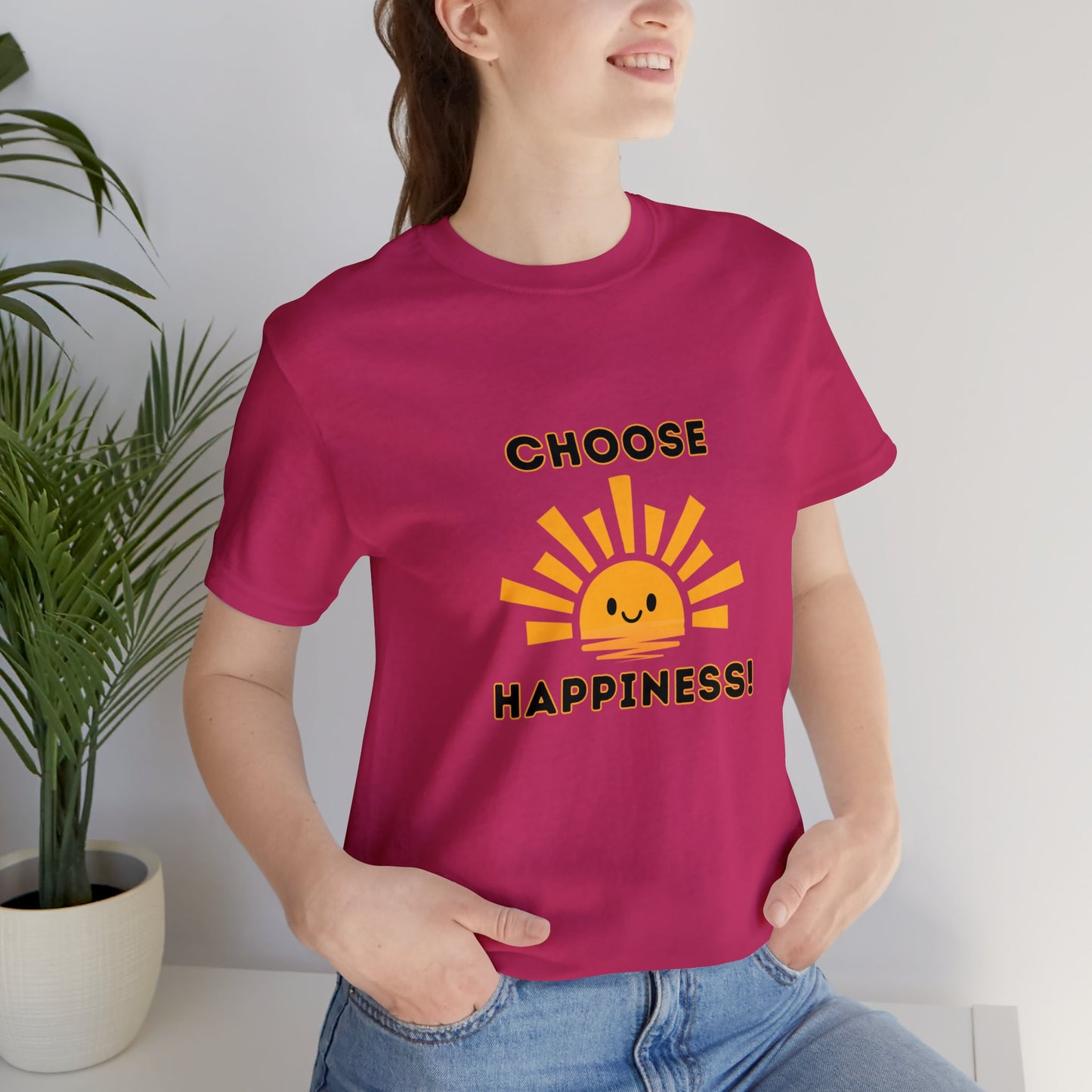 Positive, Choose Happiness- Adult, Regular Fit, Soft Cotton, T-shirt