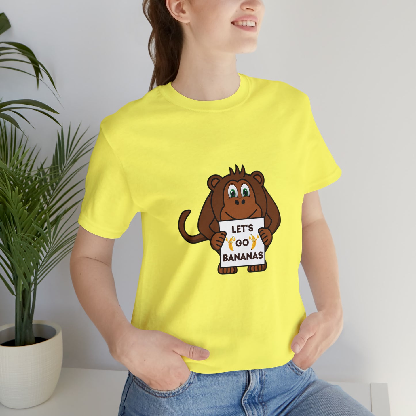 Monkey, Let's Go Bananas, Animals- Adult, Regular Fit, Soft Cotton, T-shirt